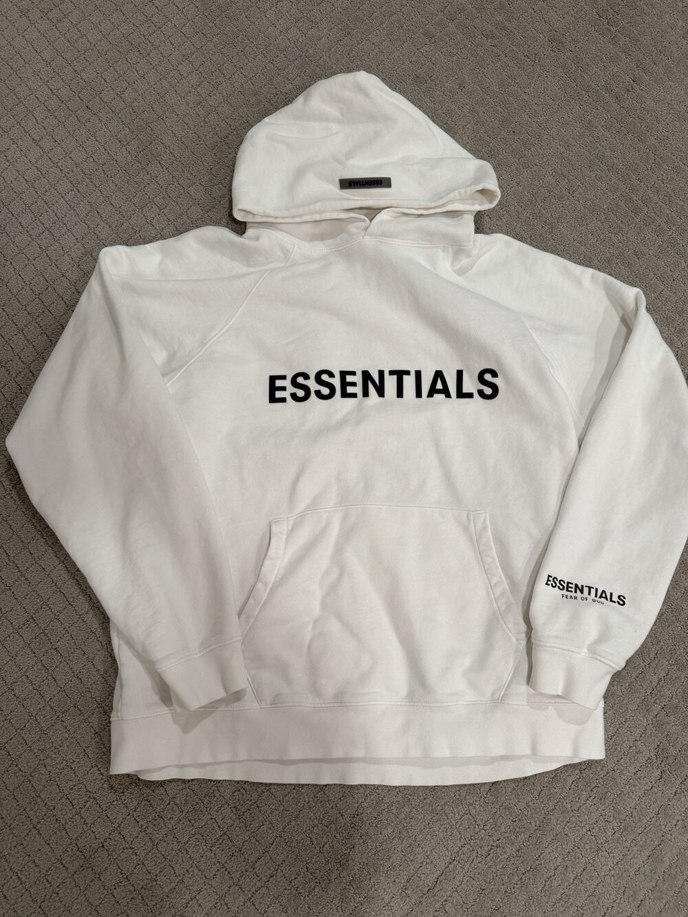 Fear Of God Essentials White Hoodie XL Oversized Pullover Cotton Authentic